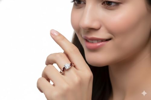 Image of Choose Your Gemstone Braided Diamond CZ Engagement Ring Rose Gold Plated Round Shape Split Shank Engagement Ring Matching Jewelry Wedding Jewelry Easy to Wear Gifts US Size 4 to 12