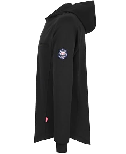 Image of BOCOMAL FR Hooded T Shirts Utility Pocket Fire Resistant Summer Hoodie CAT2 | 6oz Midweight Flame Retardant Cotton Hoodies,Kangaroo /Button Pocket,NFPA2112,Rib-Knit Cuffs,FRC Welding Arc Rated Work Shirt