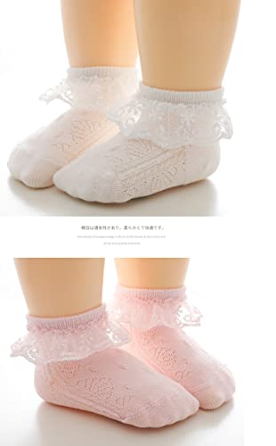 CHUNG Toddler Girls Princess Cotton Crew Socks Pack of 6 Bowknot Lace Ruffles, 4 pk 4 color, 3-5Years - Thumbnail 4