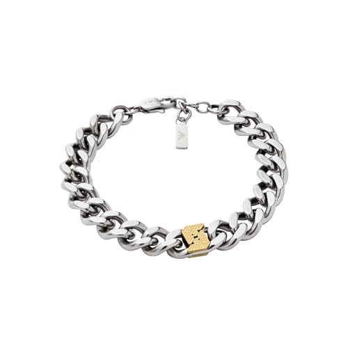 Emporio Armani Bracciale da uomo in acciaio inossidabile o con perline con chiusura a moschettone
