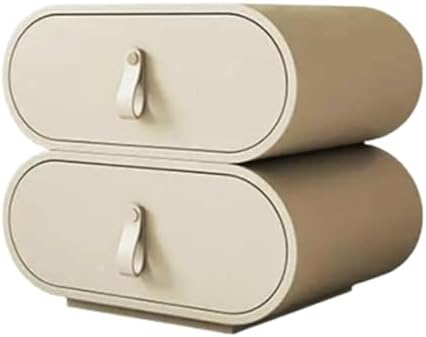 Minimalist White Nightstand with 2 Drawers - Arc Bedside Table, Small Accent Table with Storage for Bedroom and Living Room, Lightweight Design for Home Decor