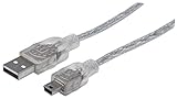 MANHATTAN 6-Feet Hi-Speed USB Device Cable A Male/Mini-B Male, Translucent Silver (333412)