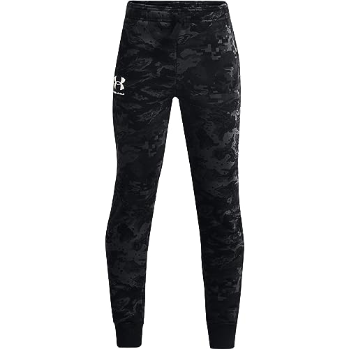 Under Armour Boys' Rival Fleece ABC Camo Joggers , Black (001)/Onyx White , Youth X-Small