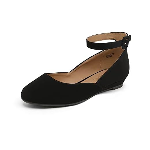 DREAM PAIRS Women's Revona Black Nubuck Low Wedge Ankle Strap Flats Shoes - 8.5 B(M) US