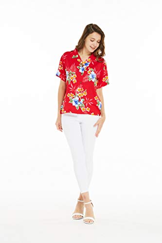 Image of Matchable Family Hawaiian Luau Men Women Girl Boy Clothes in Hibiscus Red