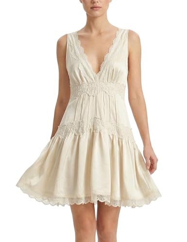 People Free Dress Dupes People Free Dup ES Women Lace Mini Slip Dress V Neck Flowy Summer Dress Y2K Boho Ruffle Hem Babydoll Short Dress for Daily Dating Vacation