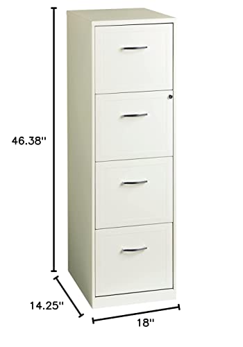 Space Solutions Deep Vertical 18" 4-Drawer Metal File Cabinet, Black, Pearl White #TOP4