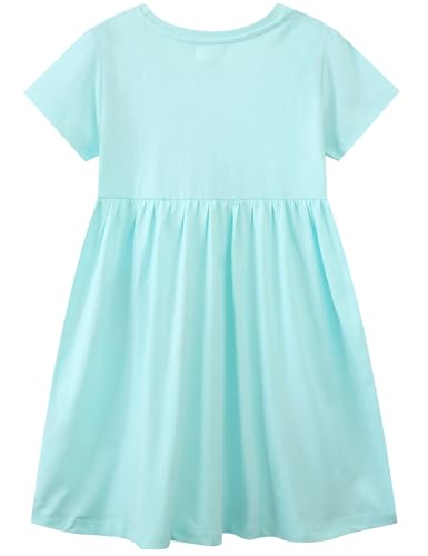 FreeLu Girls Cartoon Appliques Dress Cotton Summer Short Sleeve Dresses Casual Jersey Skirt2