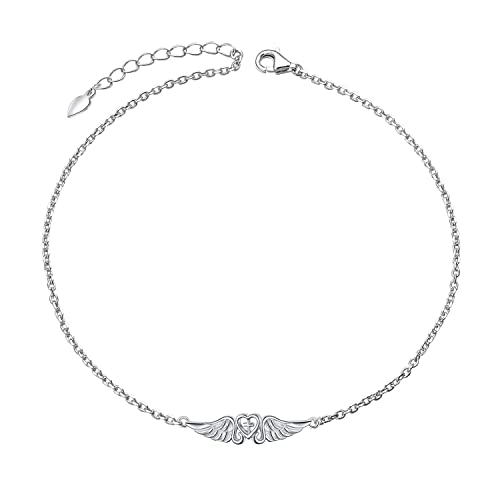 Image of FLYOW S925 Sterling Silver Anklet for Women Summer Boho Beach Charm Adjustable Foot Ankle Bracelet Jewelry Birthday Gift