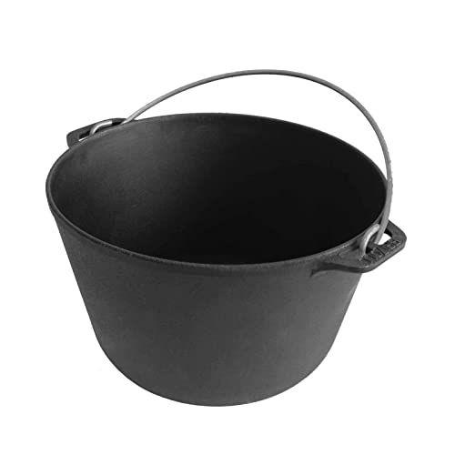 4BIG.fun Kazan 6L aus Gusseisen mit Bügel und Gusseisendeckel | Schwenktopf Campingtopf Gulaschkessel | Cast Iron KESSEL tatarskij Kasan | Schmortopf Asia WOK | Deckel Outdoor BBQ Camping Lagertopf