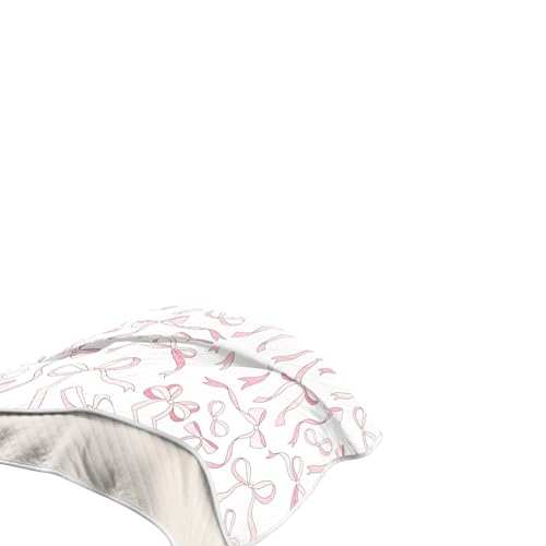 Image of Pink Ribbon Bows Love Baby Swaddle Blanket for Boys and Girls, Muslin Baby Receiving Swaddle Blanket, Soft Cotton Nursery Swaddling Blankets for Newborn Toddler Infant
