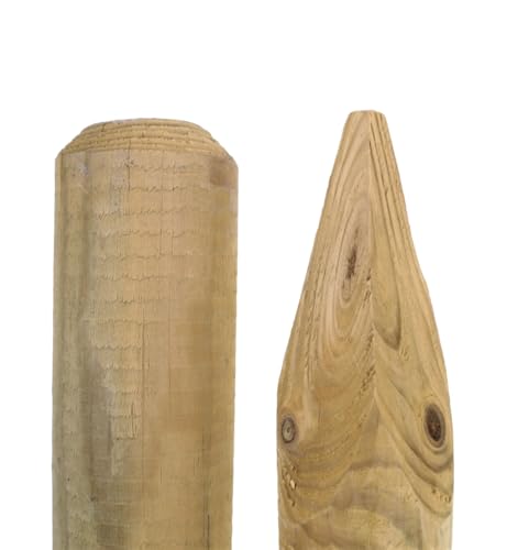 Gartenwelt Riegelsberger Pfahl Ø 4,6 cm Länge 150 cm 10 Stück Holzpfahl Kiefer imprägniert Kiefernholz Rankhilfe Rankstab Gartenpfahl Pflanzstab Blumenstab Tomatenstab gefräst gespitzt