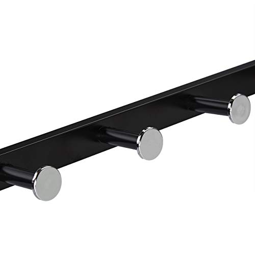 Relaxdays Perchero de Pared con Estante, Toallero con 5 Ganchos, Baño, Recibidor, Pasillo, Metal, 28 x 65 x 25 cm, Negro - imagen 6