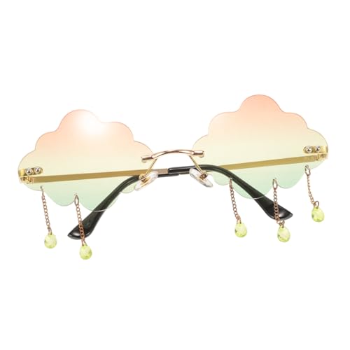 NOLITOY Unique Cloud Rimless Sunglasses Women's Stylish Sunglasses Polarized Fun Glasses