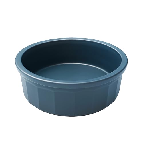 Pet Crock Bowl – Thick Durable Plastic Non-Tip Food & Water Dish for Dogs, Cats & Small Animals – 8 Inch Diameter - Indoor/Outdoor – Chew Resistant, Easy Clean (Blue, Large 48oz)
