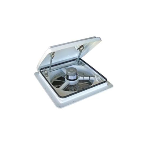 MAXXAIR Maxxfan Plus High Powered 10-Speed RV Intake and Exhaust Fan - Manual or Remote Control Electric Opening, Easy Ceiling Controls, Rain Sensor with Automatic Lid Closure, White (00-04000K)