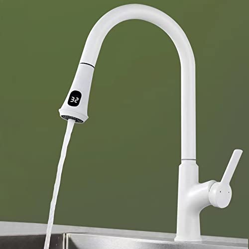 Robinet de cuisine avec douchette extractible mitigeur évier affichage LED - 3