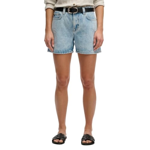 Superdry Mid Rise Denim Shorts Unisex, Azure Pale Blue, 28W