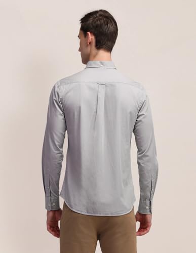 Image of U.S. Polo ASSN. Solid Slim Fit Shirts for Men - 100% Cotton, Full Sleeve Mens Casual Shirts