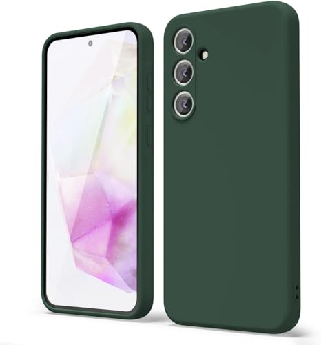 Image of DIZORO Microfiber Candy Case Compatible for Samsung S24 Plus Smooth Touch Cushion Liquid Soft Silicone Gel Rubber Phone Cases Non-Slip Full Body Protective Shockproof Back Cover (New OG Forest Green)