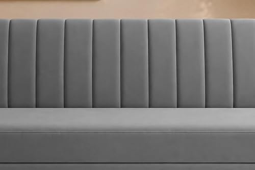 Image of Modern Velvet 3-Seater Sofa Cum Bed, Convertible Sleeper Couch Sofa for Living Room, Bedroom & Office- Grey Color