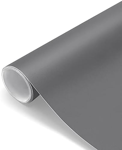 Grey Wallpaper 16"x78.7" Peel and Stick Wallpaper Thick Matte Gray Contact Paper Self-Adhesive Wallpaper Decorative Vinyl Film Wrap Wallpaper Waterproof Contact Paper for Cabinets Countertops Wall
