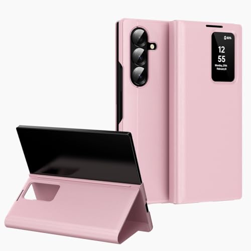 Housse Samsung Z Fold5 rose avec fenêtre pour le quotidien