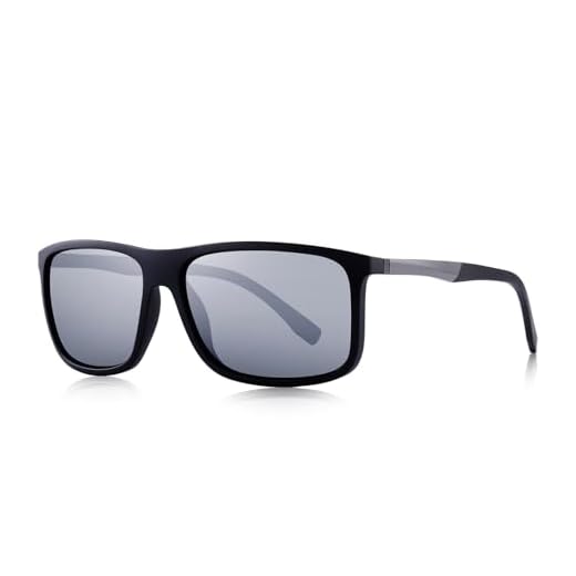 Óculos de sol masculinos quadrados polarizados para esportes ao ar livre, aviação, pernas de alumínio, Armação preta/lente espelhada prateada, Lens Width: 58 Millimeters