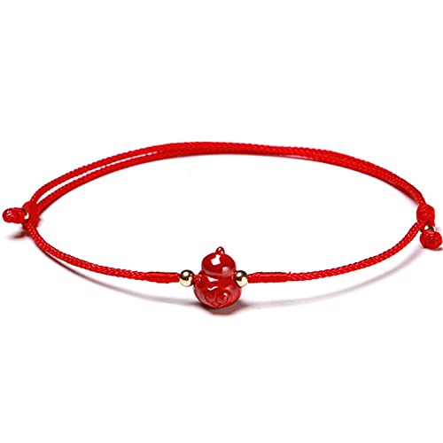 Feng Shui Bracelet�AFeng Shui Wealth Wu Lou Bracelet Cinnabar Gourd Red String�ґg�u���X���b�g�����\�ȃ��b�L�[�W���G���[�A�~�����b�g�^���X�}��
