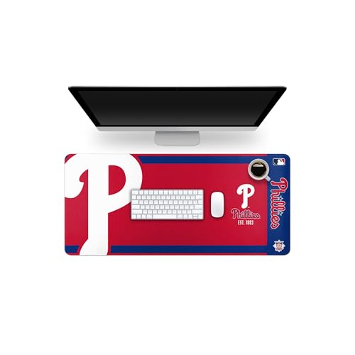 FOCO MLB Official Established Primary Logo Wordmark Home Office Desk Pad Mouse Pad Mat 35" x 16" (Philadelphia Phillies, Philadelphia Phillies)