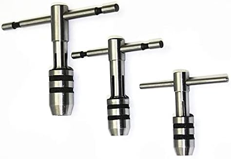 Tools T-Handle Tap Wrench Set of 3 Pieces Solid Collet Jaws - Holding Taps & Reamers
