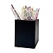 UnionBasic Square Pen Holder, Leather Pencil Cup, Desktop Caddy Stationery Organizer, Black