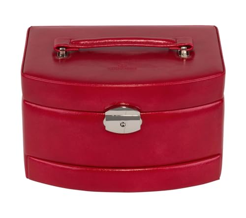 WINDROSE Schmuckkoffer 23 cm - Rot - Modern - Polyurethan - Spiegel - 3 Etagen - 5 Liter - Ratschenverschluss