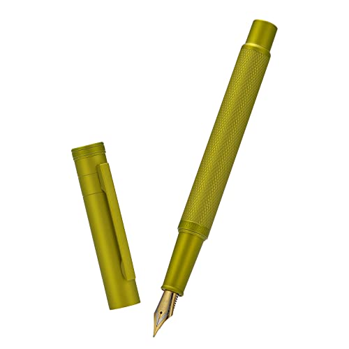 Image of Asvine Mustard Yellow Forest Fountain Pen Extra Fine Nib, Classic Design with Converter and Metal Pen Case, The Light of Hope Serise