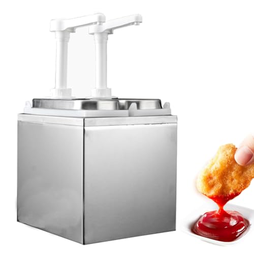 ソースディスペンサーポンプ、ソース保管用調味料ポンプボトル、調味料ケチャップ、ホットソース、マヨネーズ用の360°回転可能な圧力ヘッド付き業務用ポンプステーション 2Pump 1L
