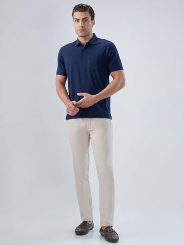 Image of Park Avenue Men Regular Fit Solid Pattern Pure Cotton Polo Neck Half Sleeve Casual T-Shirt
