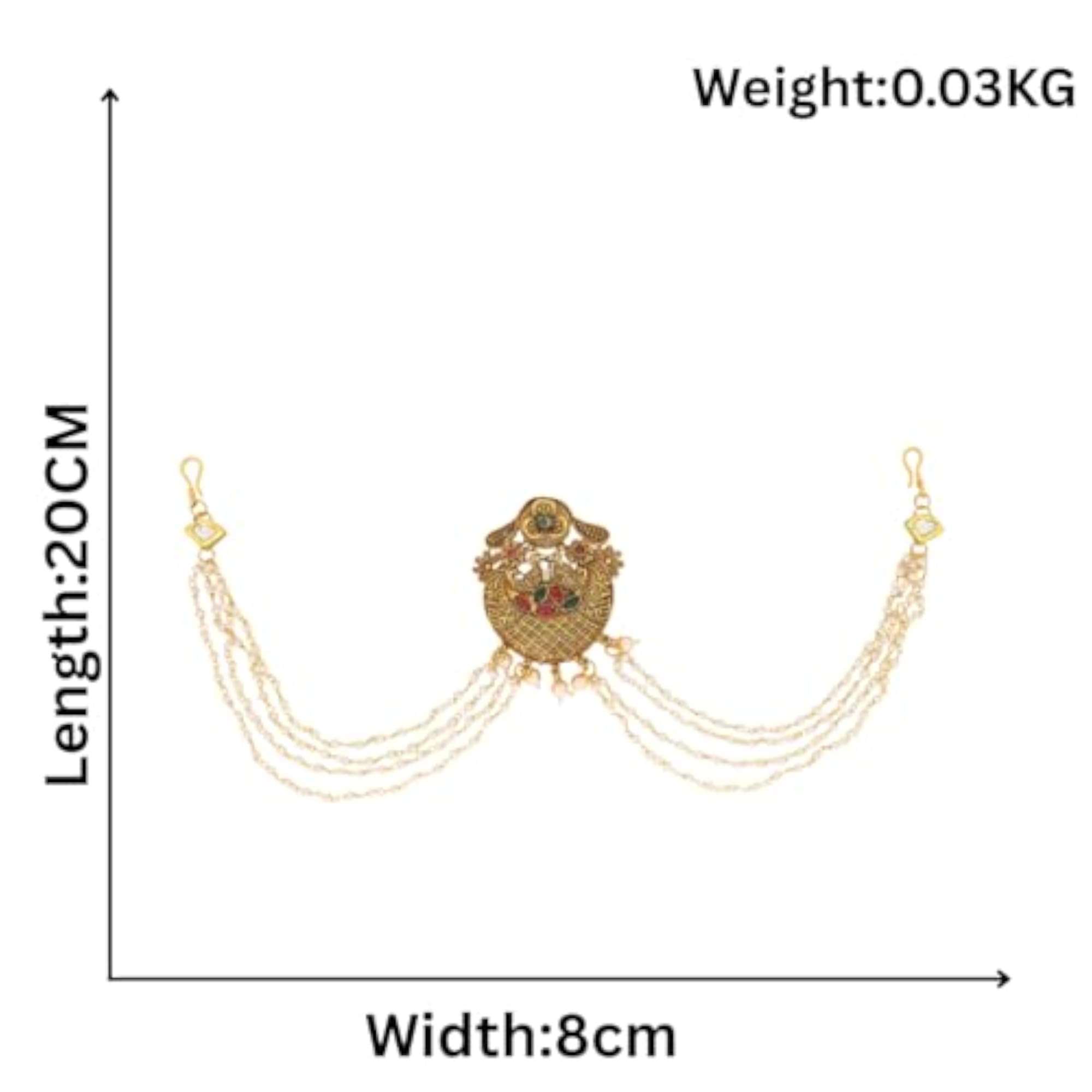 Traditional Brass Choti Hair Accessory with Antique Bead Chains