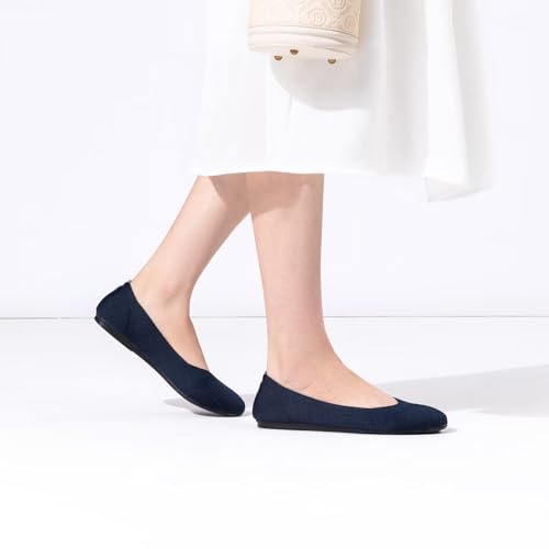 Image of Frank Mully Women's Ballet Flat Shoes Knit Dress Shoes Round Toe Slip On Ballerina Flats for Woman Low Wedge Comfort Soft