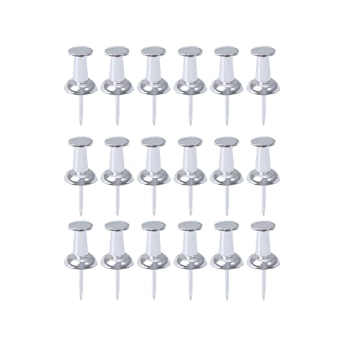 Lot de 20 punaises argentées en métal pour dessin, carte, tableau d'affichage et tableaux en liège