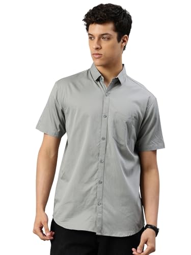 Image of Majestic Man Slim Fit Pure Cotton Half Sleeve Solid Casual Shirt