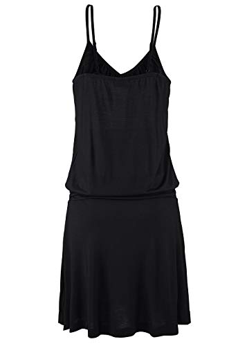 Jusfitsu Women's Summer Casual Dress Strappy Cotton Midi Beach Dresses Print Flare Beachwear Stretchy Black XL - Thumbnail 4