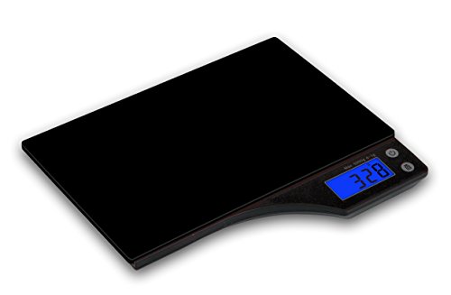 Kabalo Stylish Black Kitchen Household Food Cooking Weighing Scale 5kg capacity 5000g/1g, Batteries Included! Flat Slim Design, Premier LCD Digital Electronic, with blue backlight