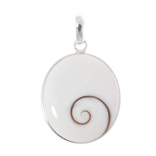 Preisvergleich Produktbild Muschel Schmuck (Anhänger) Muschel Kreiselschnecke Operculum Shiva Eye Anhänger 925er Sterling-Silber Modellnummer 1149