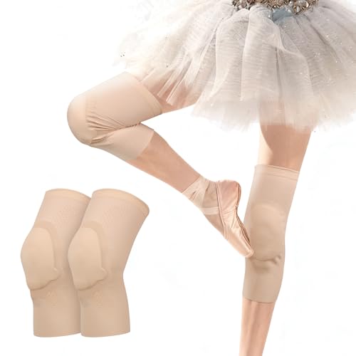 Jomuyee Ultra-thin Dance Knee Sleeves with Gel Pads for Dance Ballet Yoga Cheerleading Leg Sleeves for GirlsGift Idea