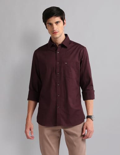 Image of Arvind Geometric Patterned Slim Fit Shirt
