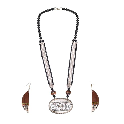 Image of AAKRITI ART CREATIONS Handcrafted Women's Jewelry Set - Ethnic Necklace and Earrings, Fashion Accessories for Special Occasions & Celebrations