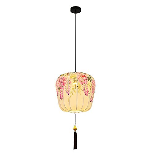Plafonnier chinois en tissu peint à la main, luminaire traditionnel d'exception