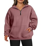 TAKEYAL Plus Size Sweatshirts for Women Pockets Half Zip Pullover Long Sleeve Oversized Drop Shou...