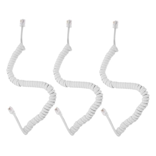 Sewroro 3pcs Curly Phone Cord for Landline Receiver Durable Coil Cable Spring Wire Easy Installation for Telephones Tangle Design