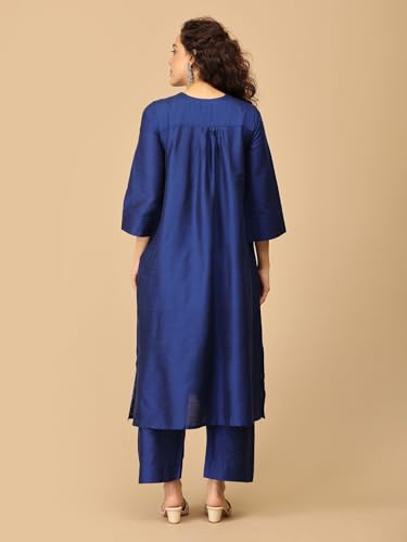 Image of The Mom Store Women's Raw Silk Maternity and Nursing Kurta Set | Front Zipper for Easy Feeding Pre and Post Pregnancy